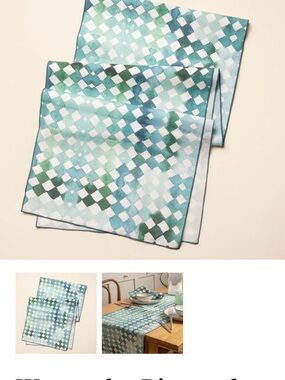 Watercolor Diamonds Linen Table Runner